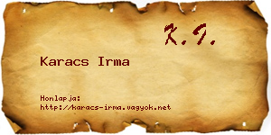 Karacs Irma névjegykártya