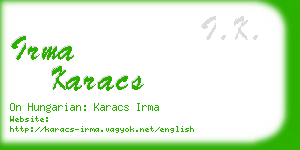 irma karacs business card